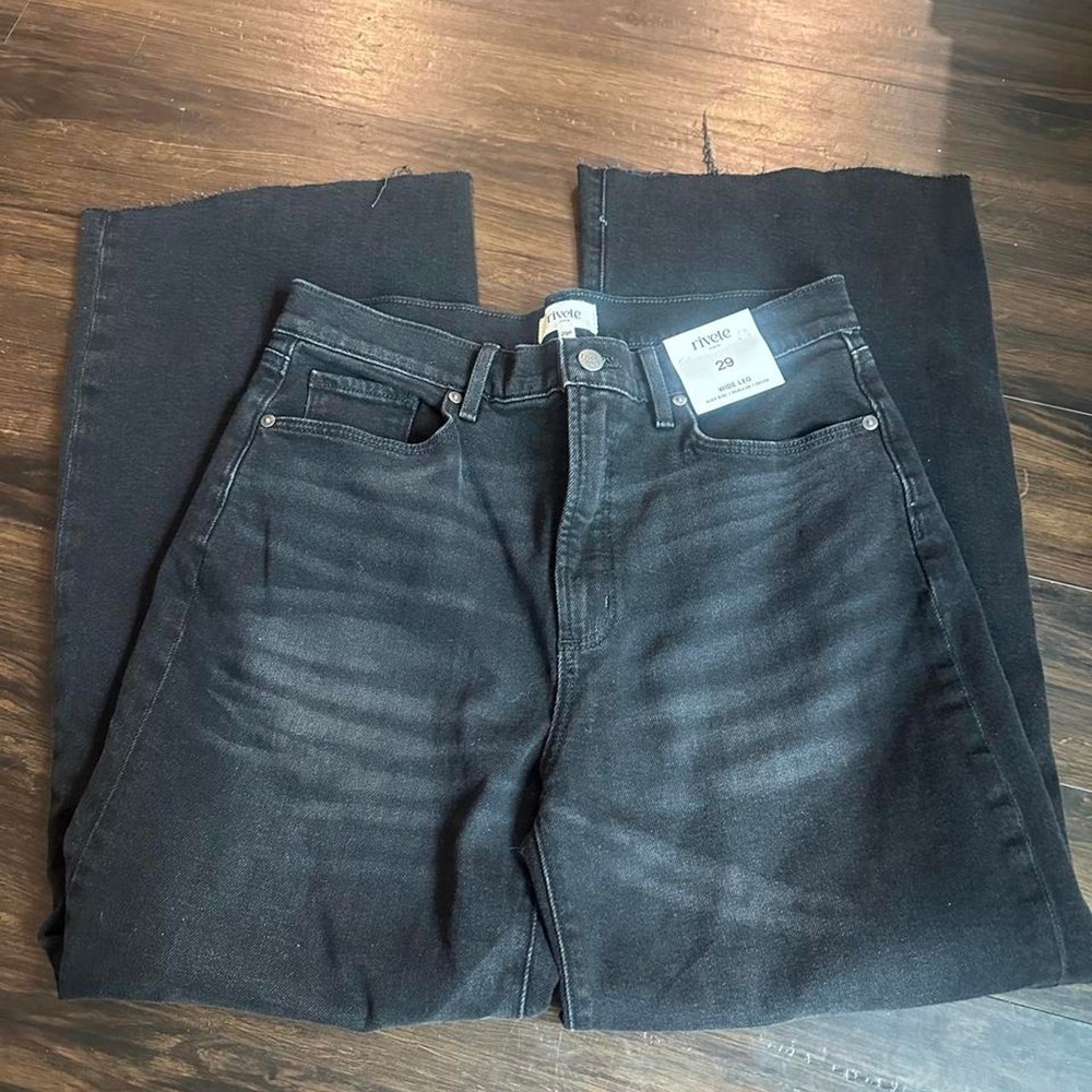 Rivete for LOFT Black Denim Wide Leg Pants